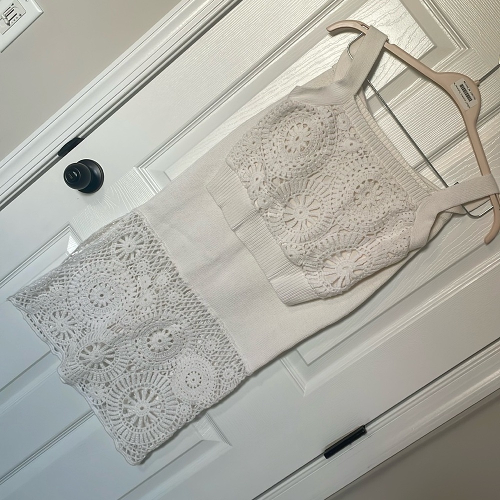House of Harlow 1960 Cream Crochet Knit Dress